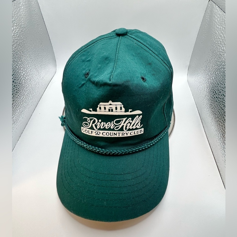 Vintage River Hills Golf Country Club Rope Hat Green Strapback Cap